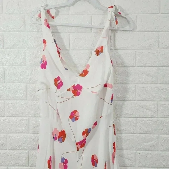 New Lewitt Women's Dress Sleeveless V-Neck Floral Print White Size 14 - Picture 3 of 8